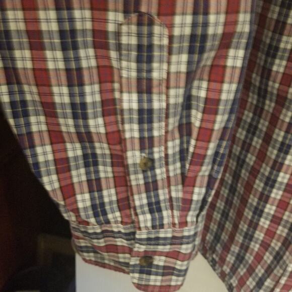 IZOD red plaid button down shirt men's large - Picture 3 of 5